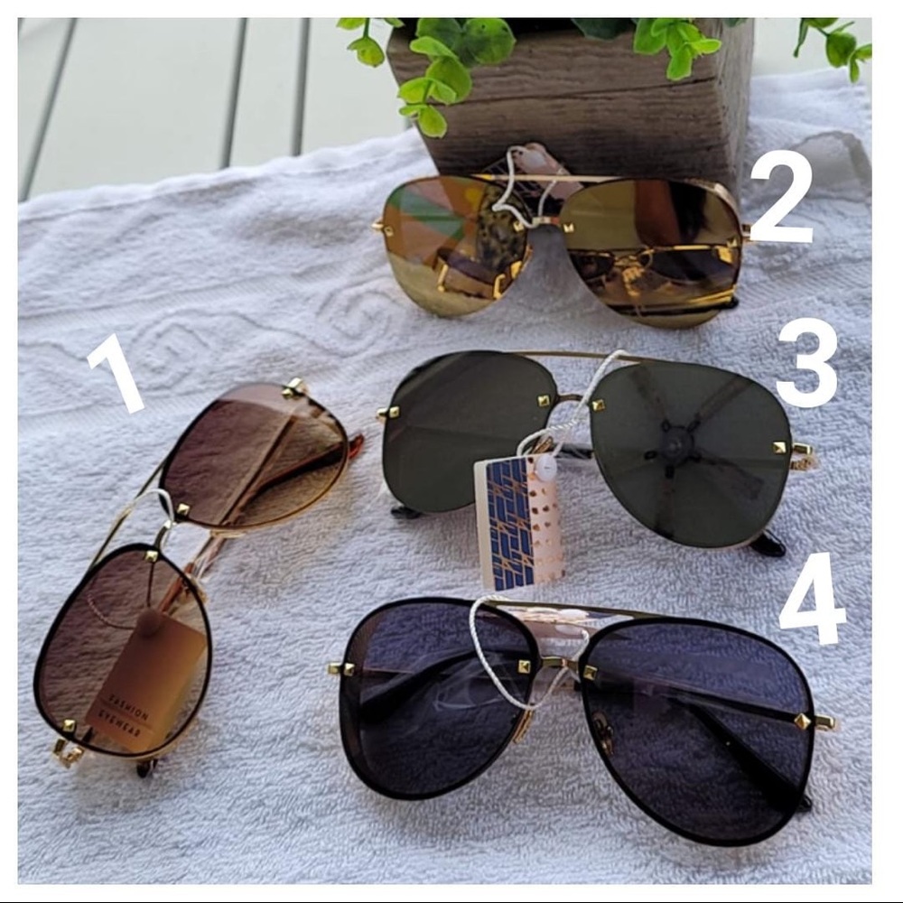 BROWN GLITTER MIRROR SUNGLASSES WOMEN GOLDEN FEMAL - Picture 1 of 2